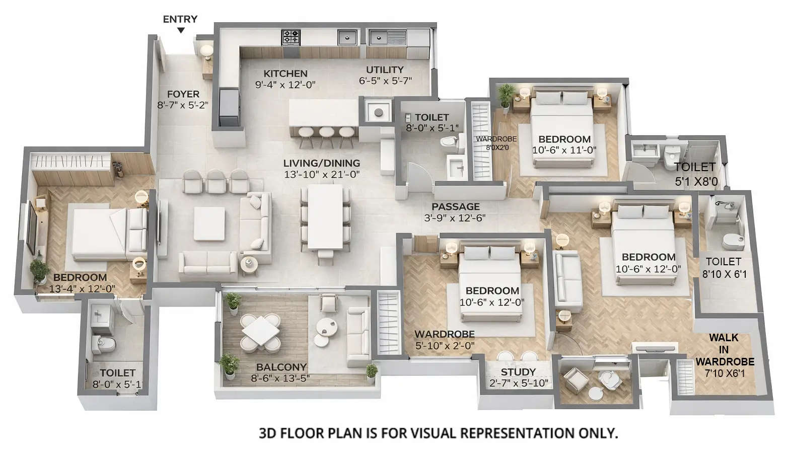 Floor plan for 4 BHK