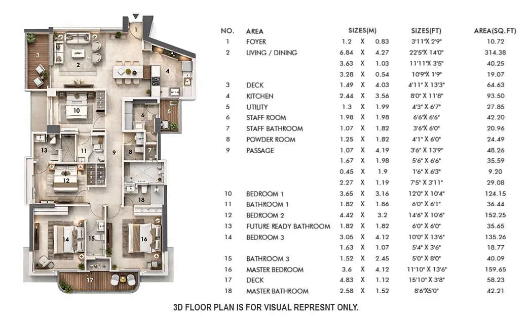 Floor plan for 4 BHK