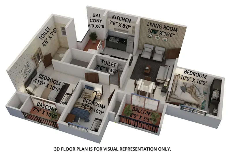 Floor plan for 2.5 BHK