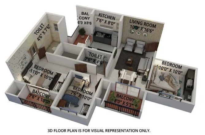 Provident Capella Whitefield - Floor plan 2.5 BHK 1110 Sq.ft