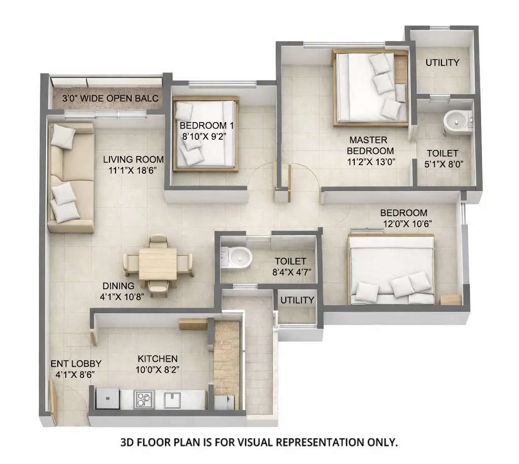 Floor plan for 2.5 BHK