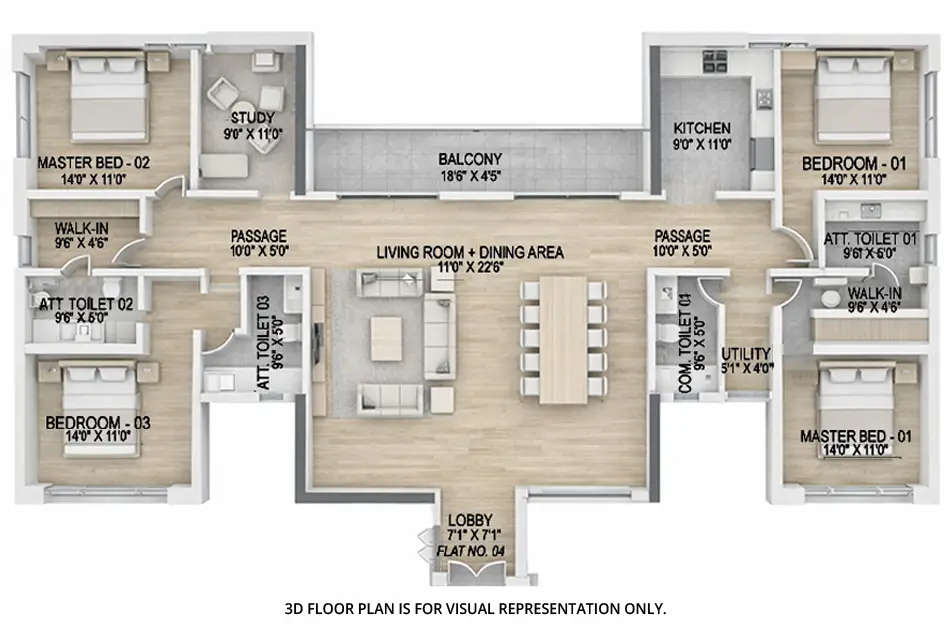 Floor plan for 4 BHK