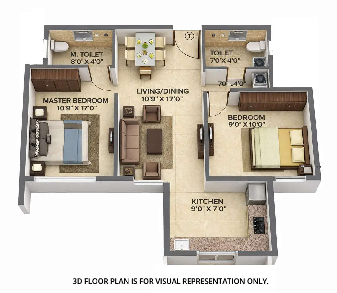 Floor plan for 2 BHK