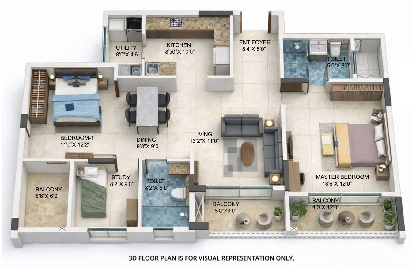 Floor plan for 2.5 BHK