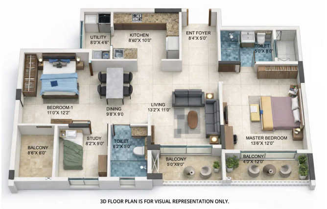 Sattva Park Cubix Devanahalli - Floor plan 2.5 BHK 1457 Sq.ft