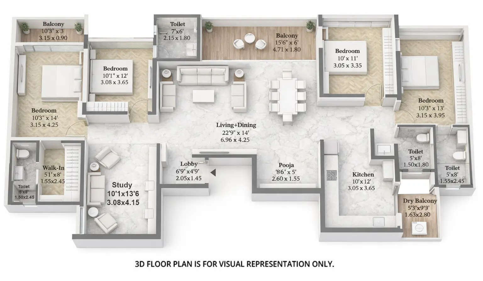 Floor plan for 4 BHK