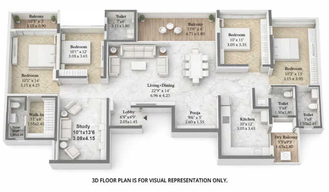 Mantra Magnus Mundhwa - Floor plan 4 BHK 1738 Sq.ft