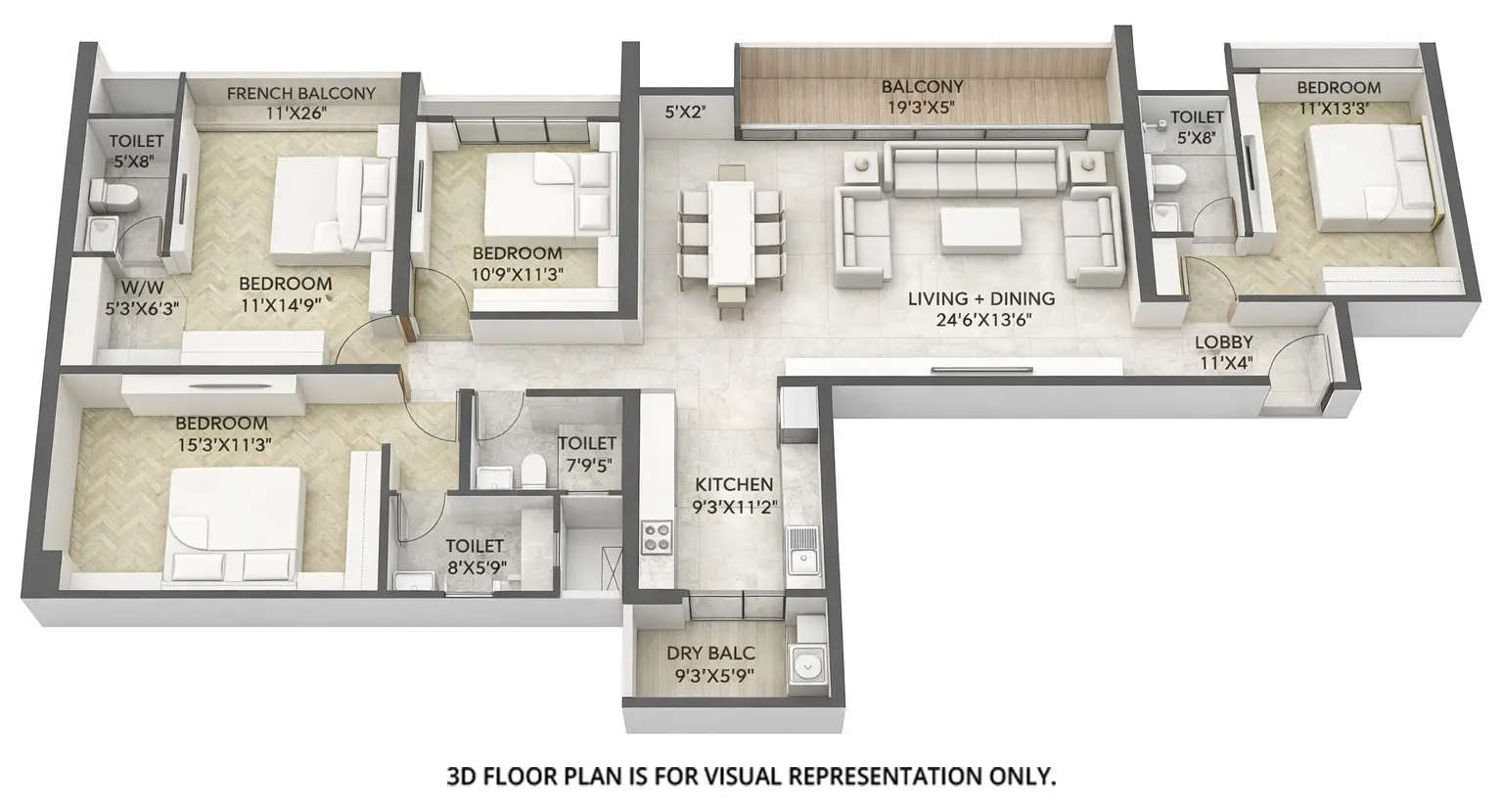 Floor plan for 4 BHK