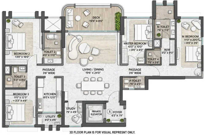 Lodha Vero Matunga - Floor plan 4.5 BHK 2178 Sq.ft