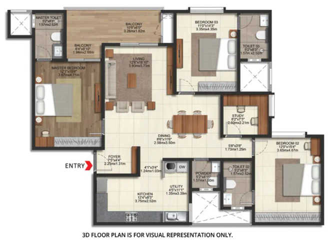 Brigade Eternia Yelahanka - Floor plan 3.5 BHK 2111 Sq.ft