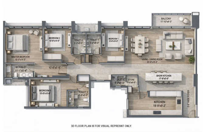 Oberoi Enigma Mulund - Floor plan 4 BHK 2130 Sq.ft