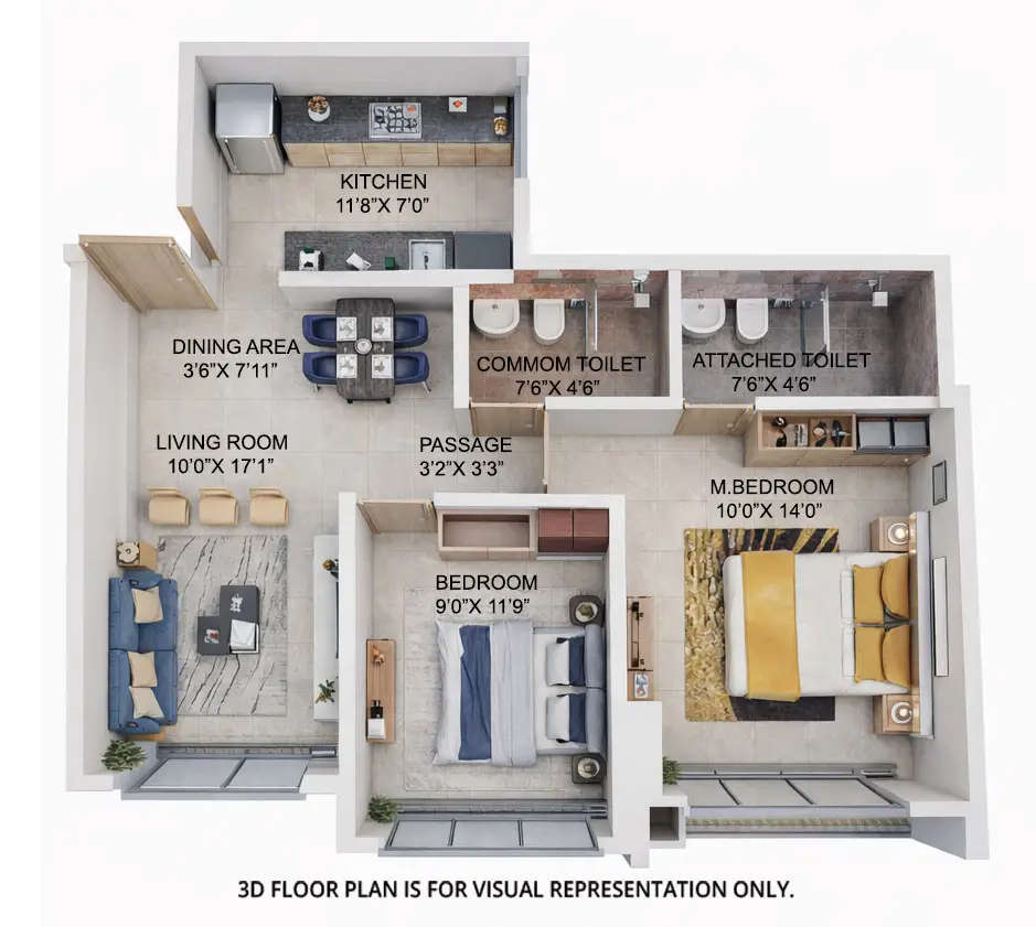 Floor plan for 2 BHK