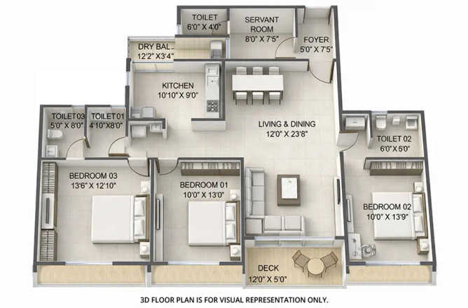 Gami Isle Of Breeze Seawoods - Floor plan 3 BHK 1320 Sq.ft