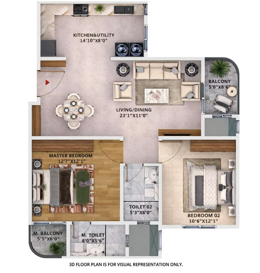 Floor plan for 2 BHK