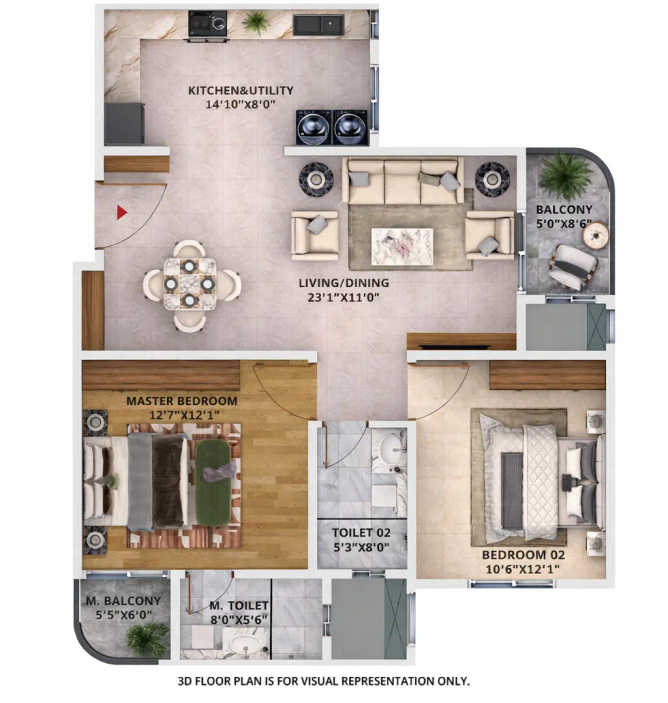 Sattva Vasanta Skye Devanahalli - Floor plan 2 BHK 1217 Sq.ft