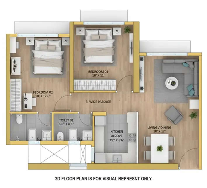 Floor plan for 2 BHK