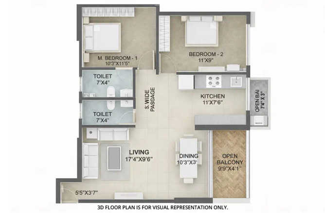 Olive Boulevard Panvel - Floor plan 2 BHK 684 Sq.ft