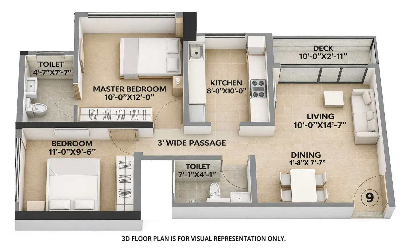 Floor plan for 2 BHK