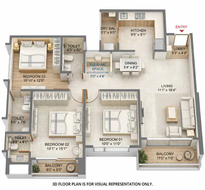 Saheel Landmarc Hinjewadi - Floor plan 3 BHK 1082 Sq.ft