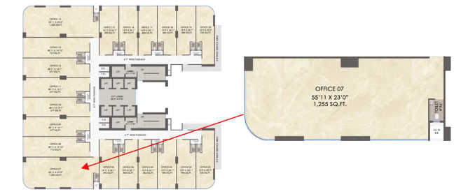 Kamdhenu Zeus Nerul - Floor plan Commercial Office 1255 Sq.ft