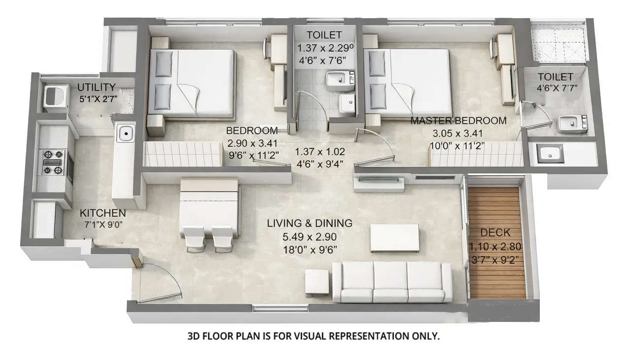 Floor plan for 2 BHK