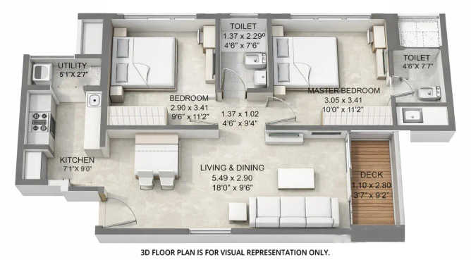 Kalpataru Vivant Andheri - Floor plan 2 BHK 718 Sq.ft