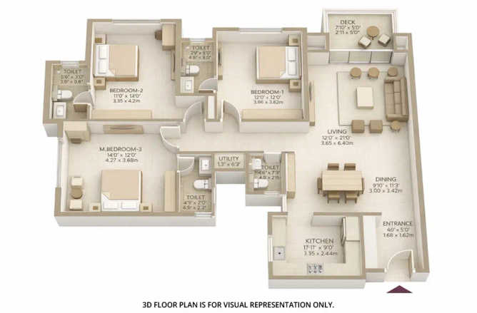Hiranandani Belicia Panch Pakhadi - Floor plan 3 BHK 1178 Sq.ft