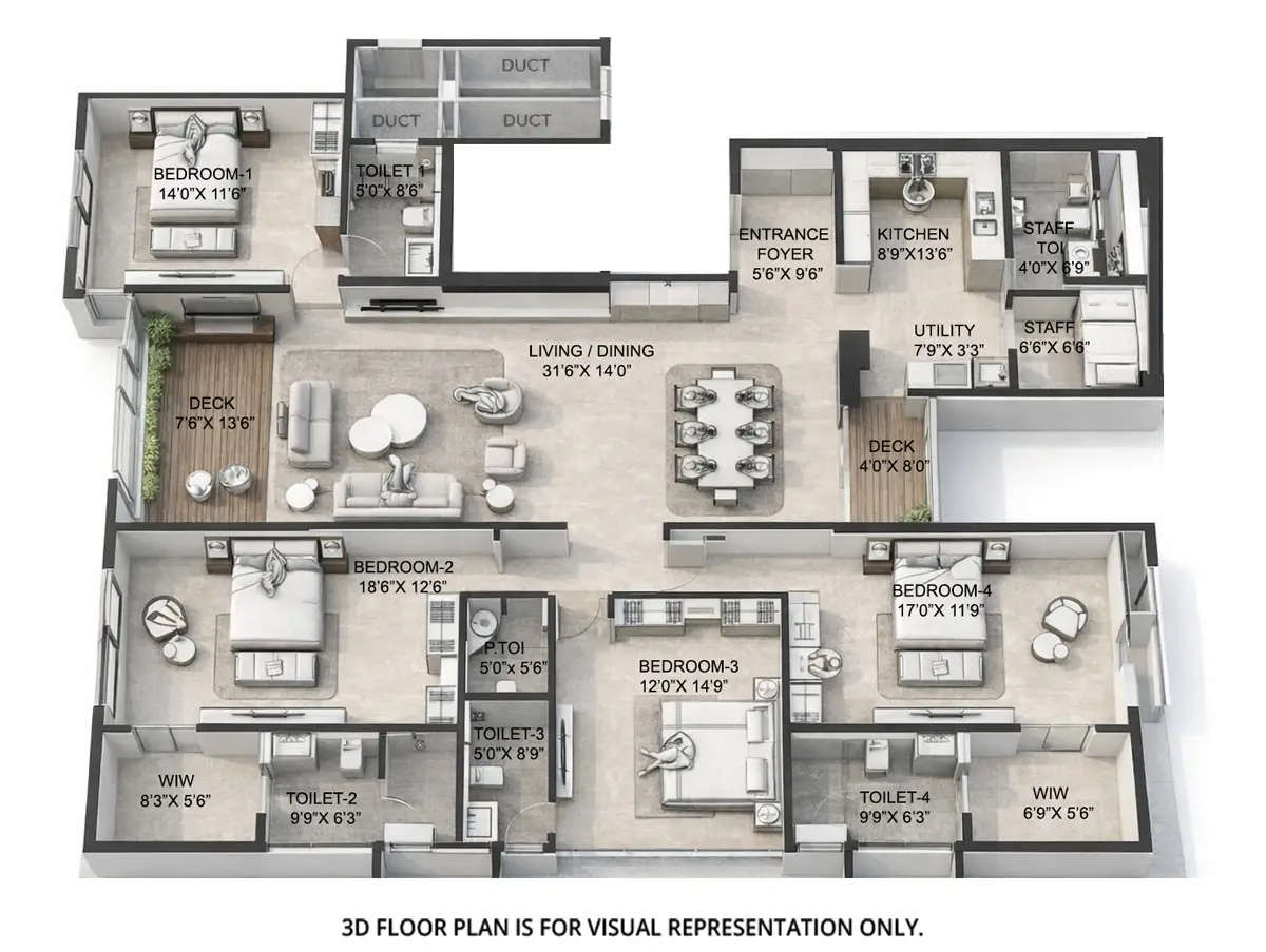 Floor plan for 4 BHK