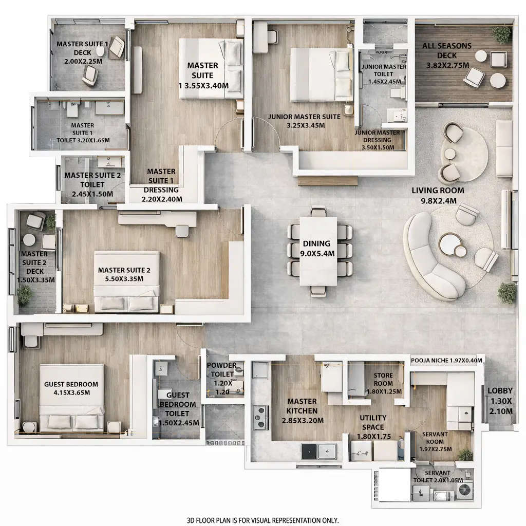 Floor plan for 4 BHK