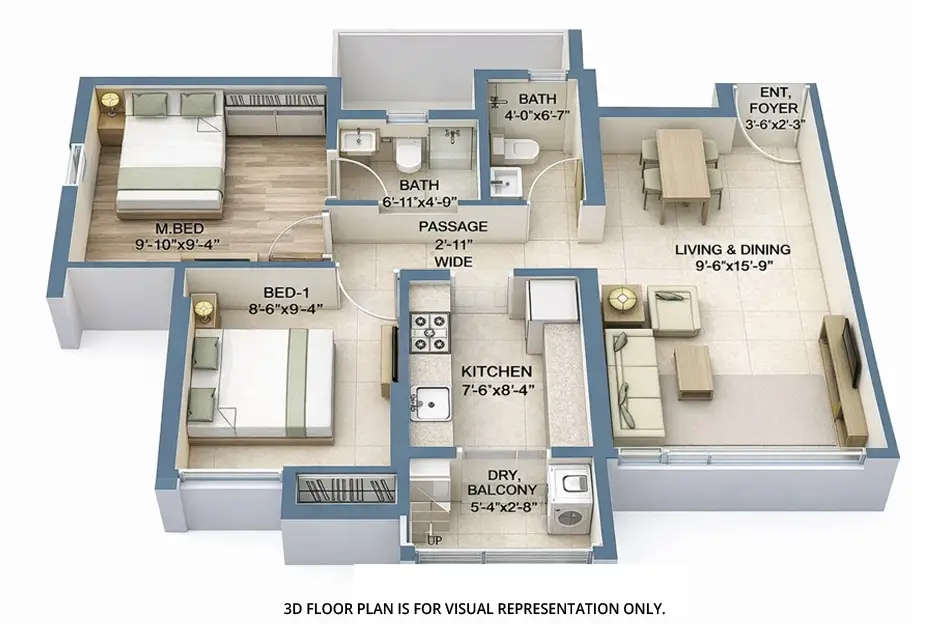 Floor plan for 2 BHK
