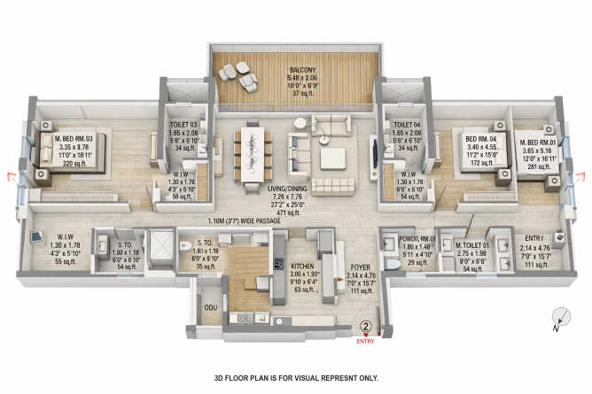 Godrej Trilogy Worli - Floor plan 4 BHK 2600 Sq.ft