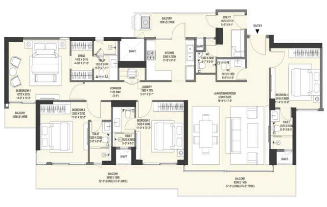 Emaar Serenity Hills Sector 86 Gurgaon - Floor plan 4 BHK 2700 Sq.ft