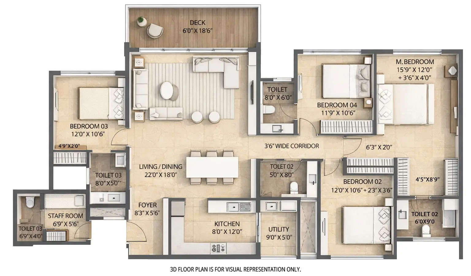 Floor plan for 4 BHK