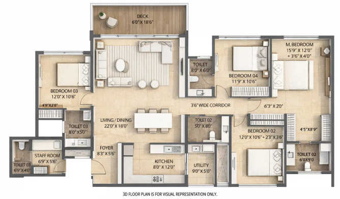 Lodha Mirabelle Sinthan - Floor plan 4 BHK 2300 Sq.ft