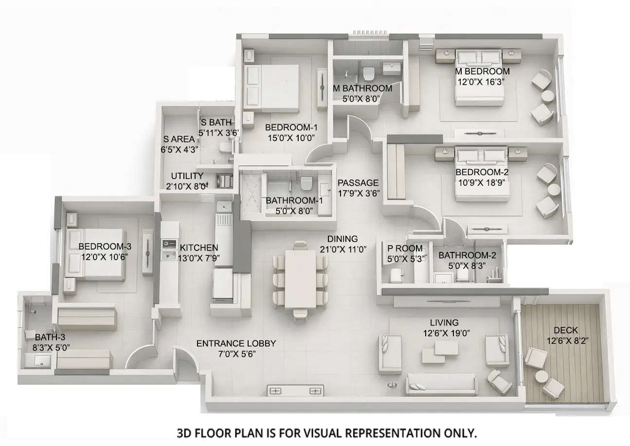 Floor plan for 4 BHK