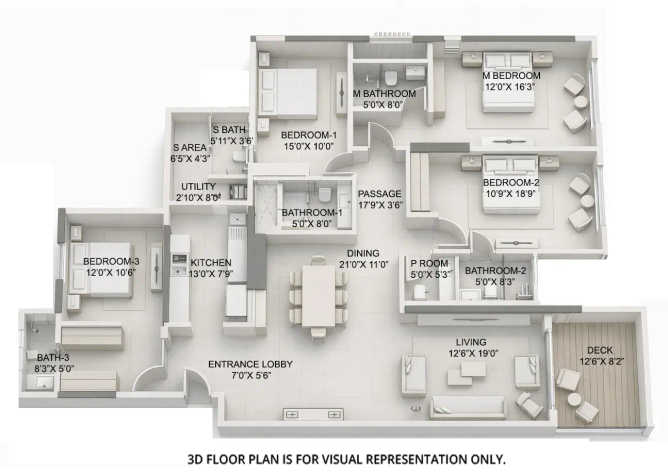 Rustomjee Crescent Bandra - Floor plan 4 BHK 1982 Sq.ft