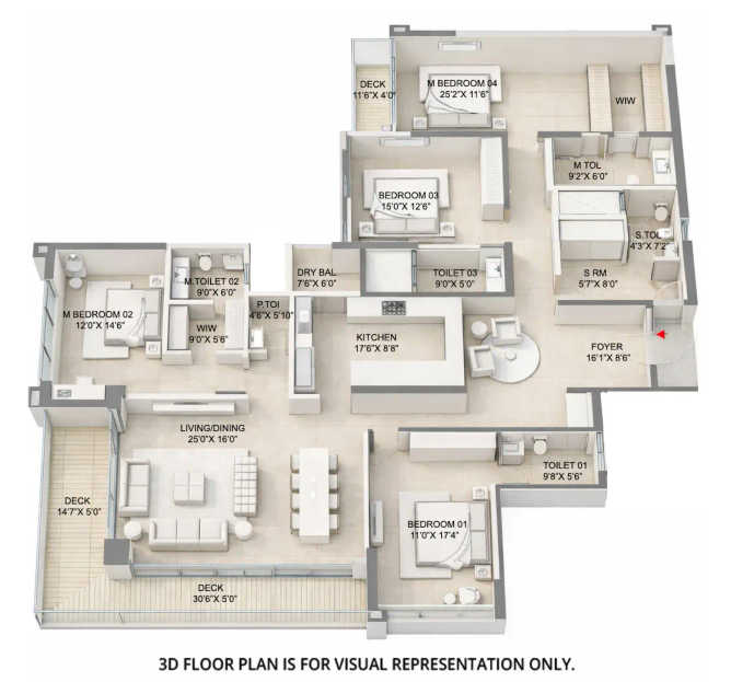 Godrej Skyshore Versova - Floor plan 4 BHK 2500 Sq.ft