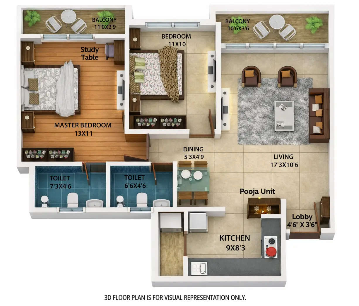 Floor plan for 2 BHK