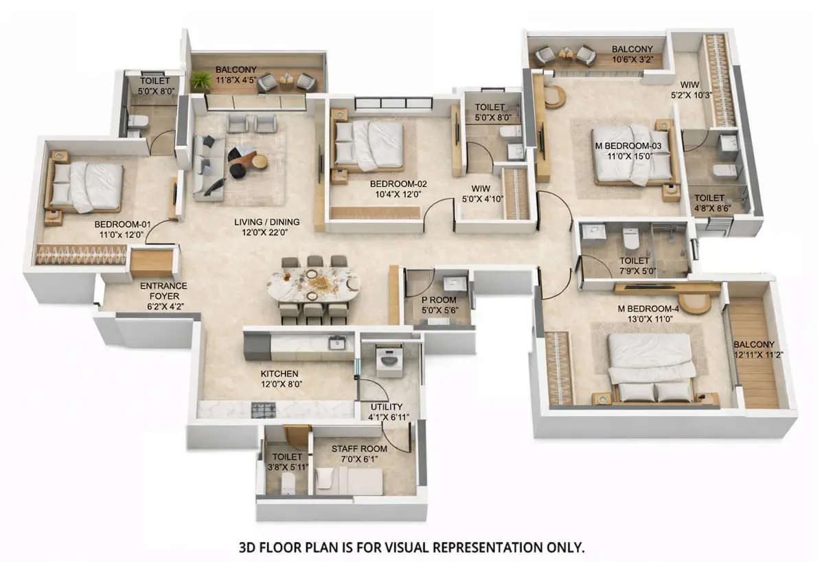 Floor plan for 4 BHK