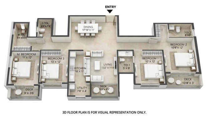 Mahindra Marina 64 Malad - Floor plan 4 BHK 1474 Sq.ft