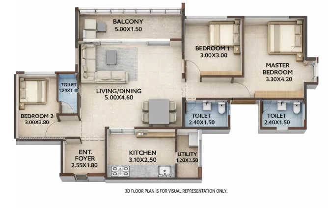 Nova Residency Mundhwa - Floor plan 3 BHK 1082 Sq.ft