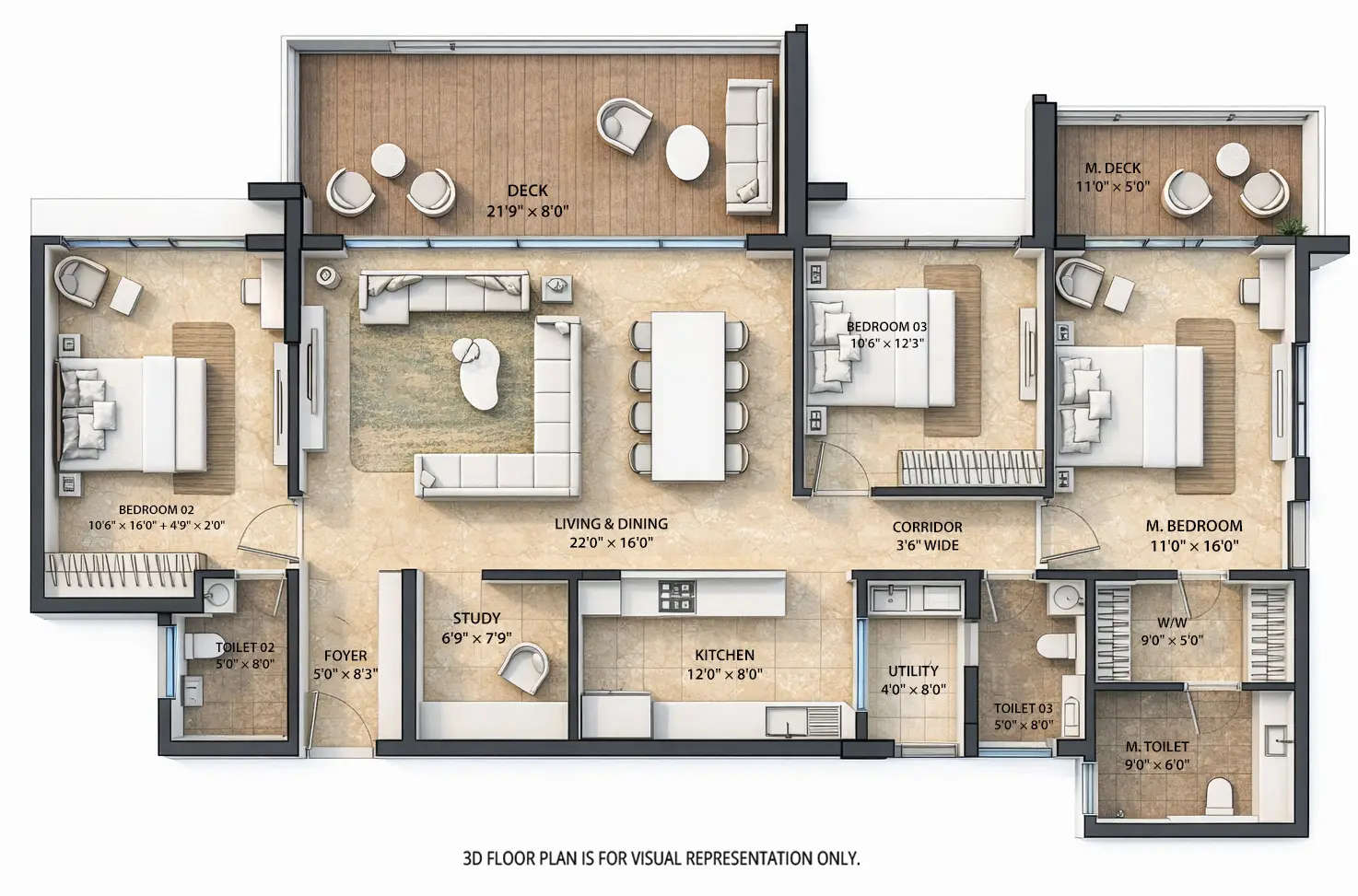 Lodha Haven Choodasandra - Floor plan 3.5 BHK 1598 Sq.ft