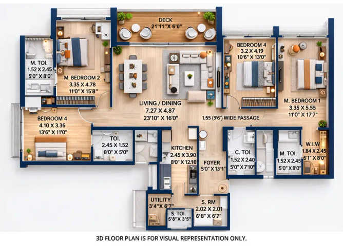 Kalpataru Advay Borivali - Floor plan 4 BHK 1835 Sq.ft