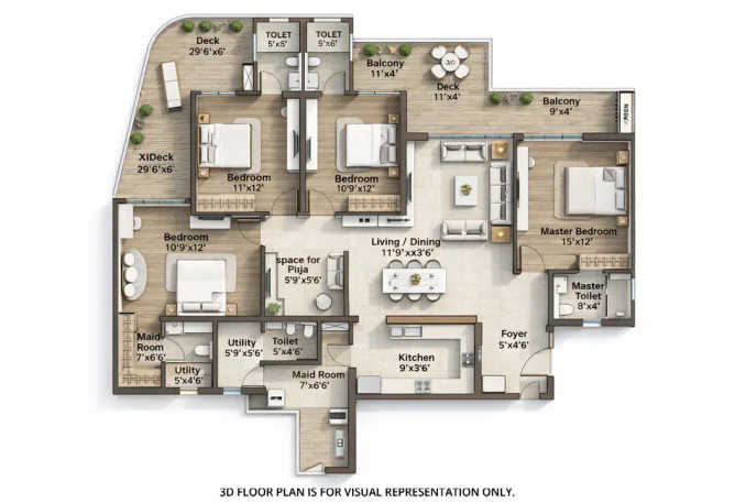 Smartworld One DXP Sector 113 Gurgaon - Floor plan 4.5 BHK 3006 Sq.ft