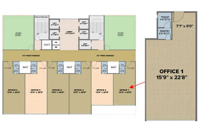 Greenscape CBD 614 Belapur - Floor plan Commercial Office 465 Sq.ft