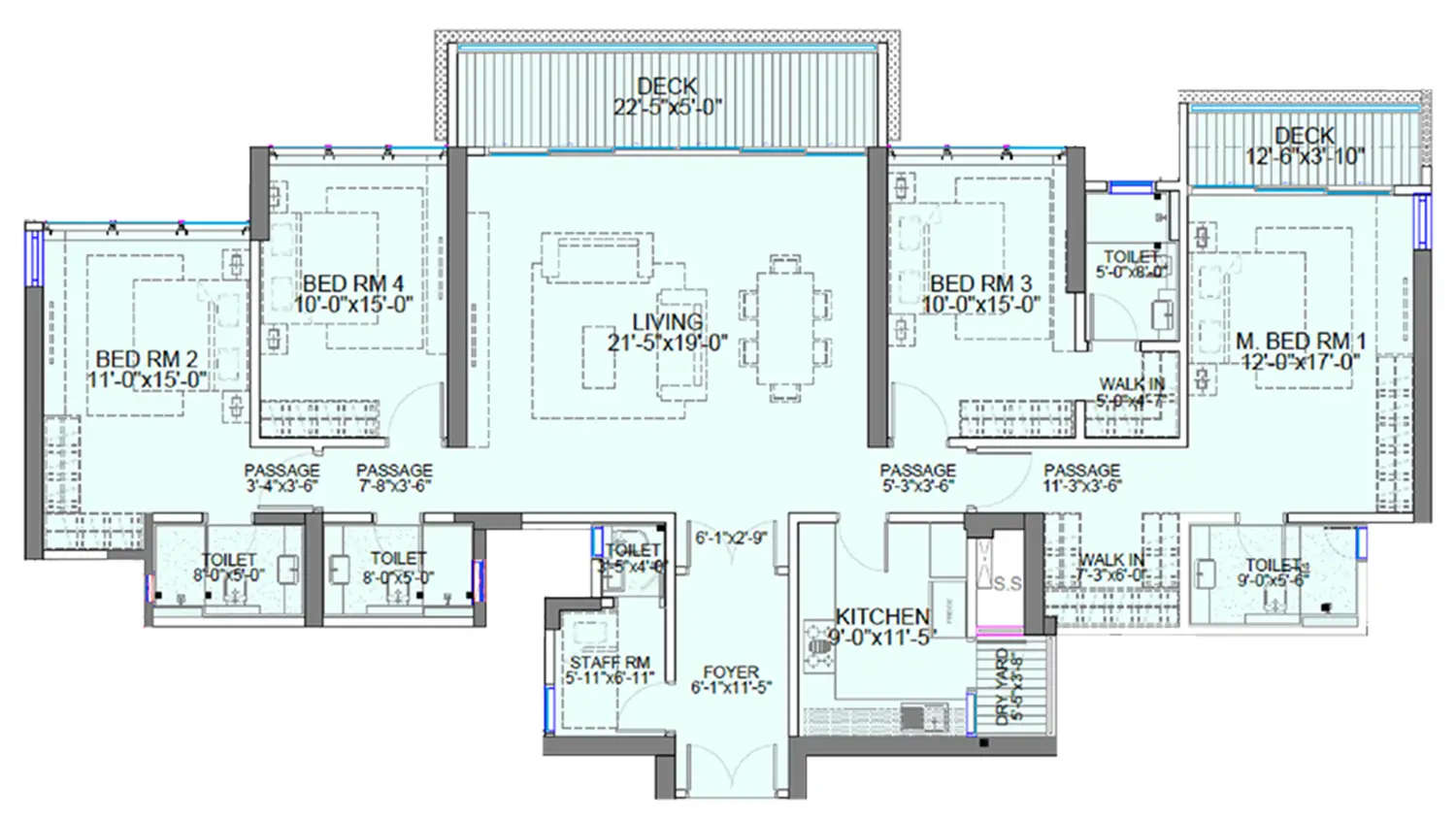 Floor plan for 4 BHK
