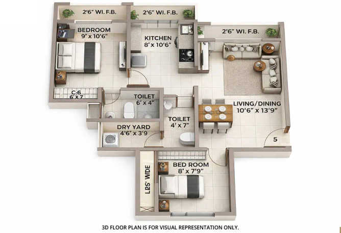Rustomjee Uptown Urbania Majiwada - Floor plan 2 BHK 642 Sq.ft