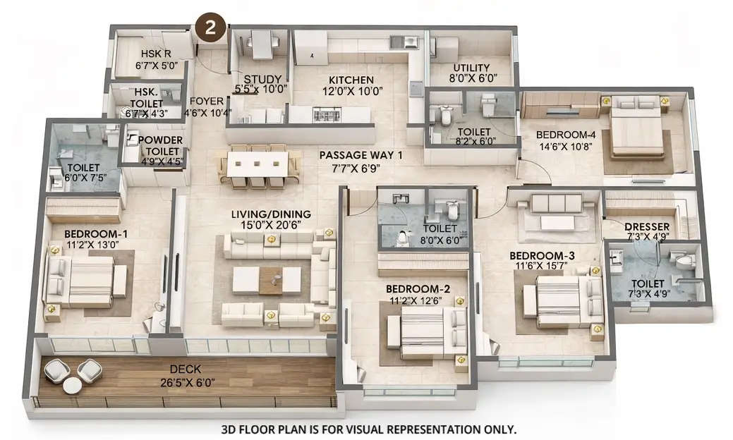 Floor plan for 4 BHK