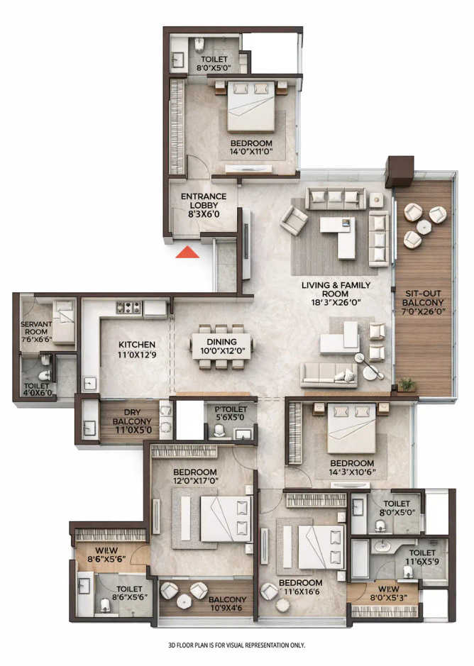 ANP Privado Baner - Floor plan 4 BHK 2300 Sq.ft