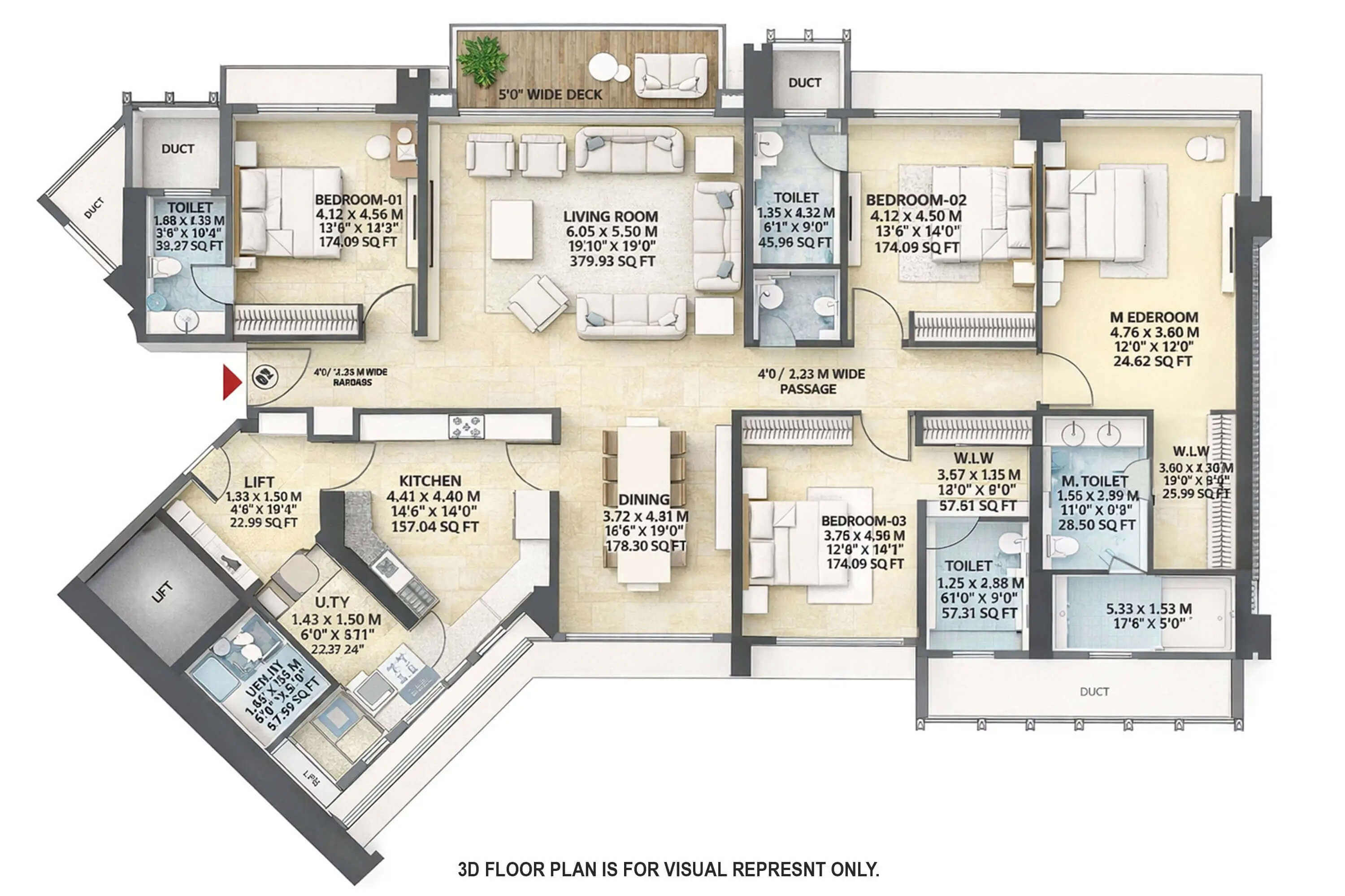 Floor plan for 4 BHK